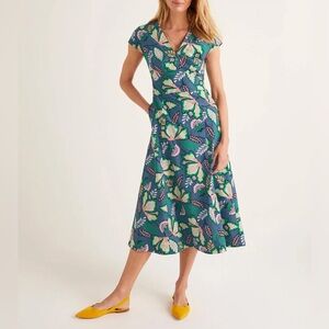 Boden Natasha Midi Dress 14 NWT Sailor Jungle Bloom Floral Cotton Fit & Flare